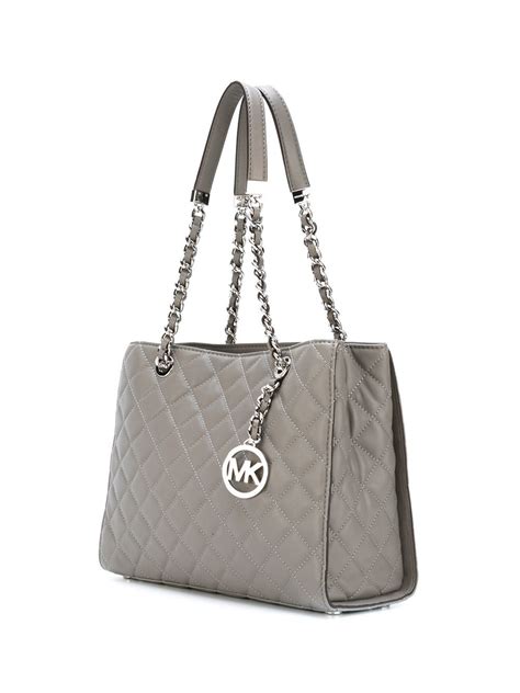 michael kors grey quilted handbag|Michael Kors signature tote gray.